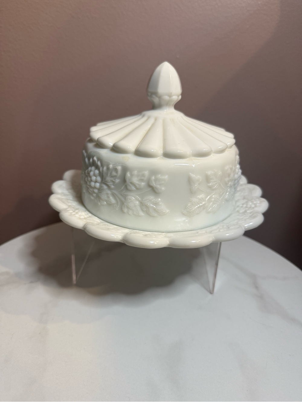 Westmoreland White Milk Glass Covered Butter Dish